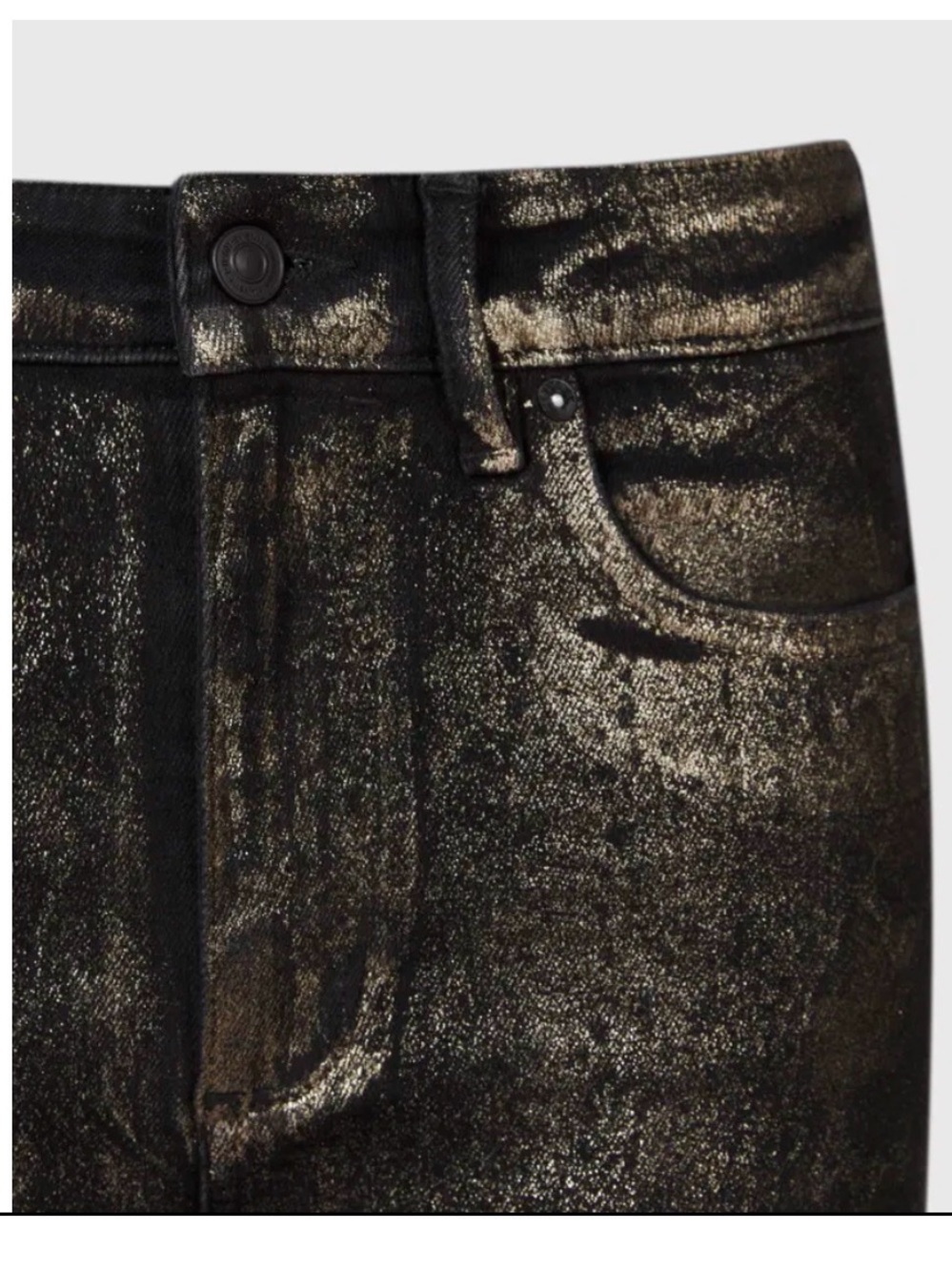 AllSaints Miller Mid-Rise Snake Skinny Jeans Gold Metallic 28 - Picture 3 of 12